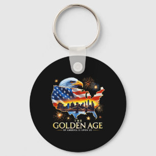 Über uns lustiger Trump Goldener Adler Das goldene Schlüsselanhänger