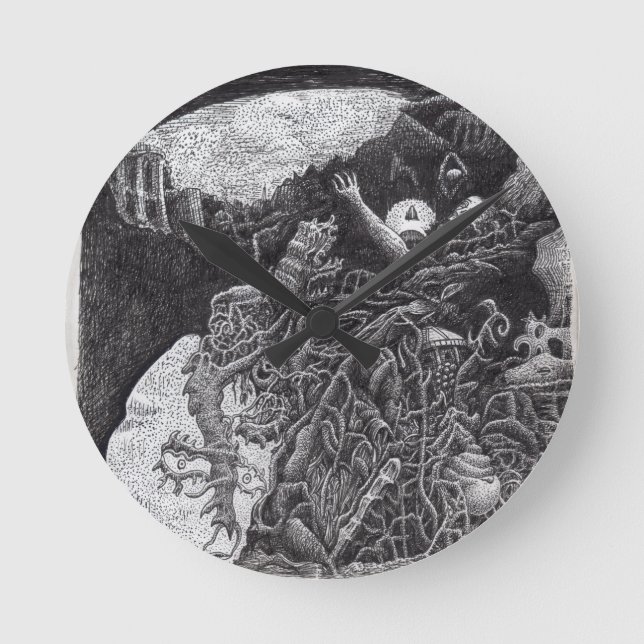 Über & unter von Brian Benson Runde Wanduhr (Vorderseite)