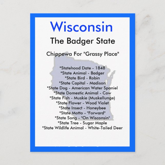Über Wisconsin Postkarte (Vorderseite)