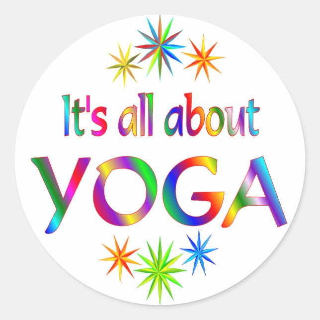 Über Yoga Runder Aufkleber (Vorderseite)