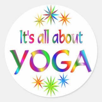 Über Yoga Runder Aufkleber