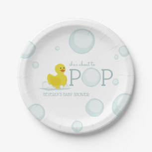 Über zu Pop sprudelt Gummienten-Baby-Dusche Pappteller