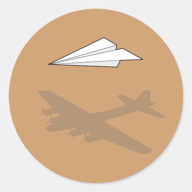 Überaktive Bildgebung in Papierflugzeugen Runder Aufkleber (Vorderseite)