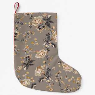 Überall auf Blume Muster auf brauner Hintergrundbl Kleiner Weihnachtsstrumpf