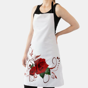 Überall auf Print Schürze Rote Rose Blumenmuster