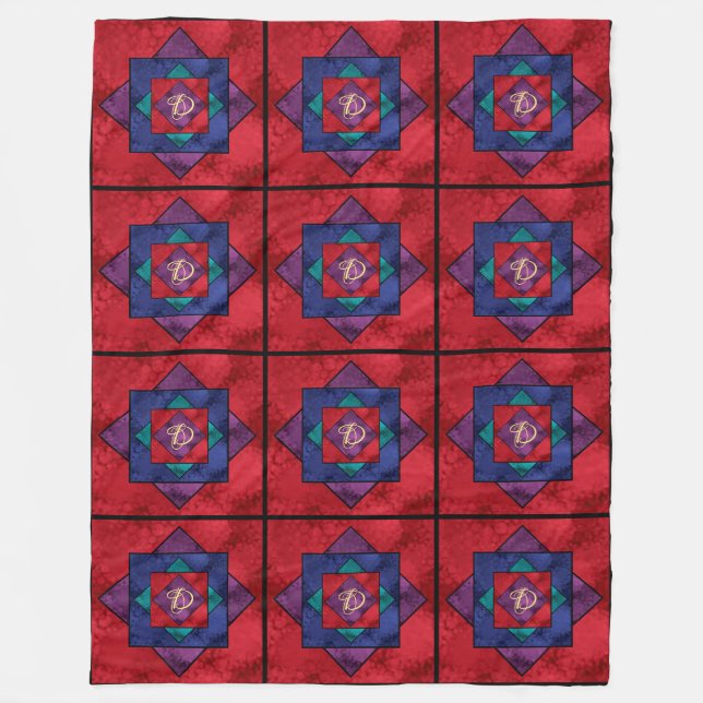 Überall auf Quilt Square Monogram Fleece Blanket (Vorderseite)