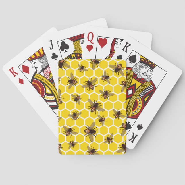 Überall Bienen auf Honigwabenkarten Spielkarten (Rückseite)