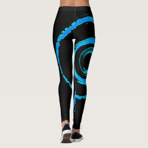 Überall drucken Leggings mit blauem Twirl auf schw