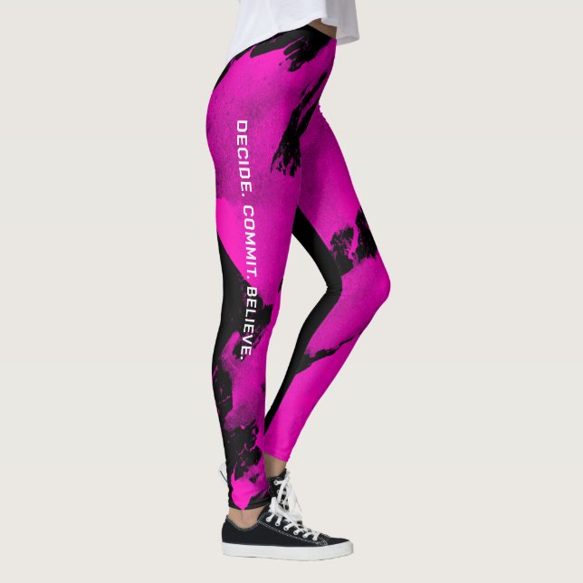 Überall drucken Leggins in rosafarbenem Schwarz (Rechts)