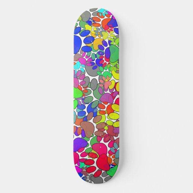 Überall drucken viele Hunde-Pfoten Skateboard (Vorderseite)