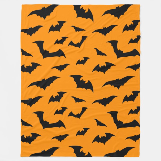 Überall Fledermäuse Orange Halloween Plüsch Fleecedecke (Vorderseite)