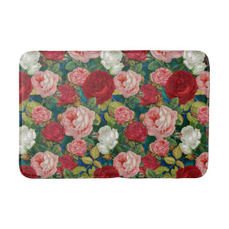 Überall in Cabbage Rose auf Blue Kitchen Bath Rug Badematte