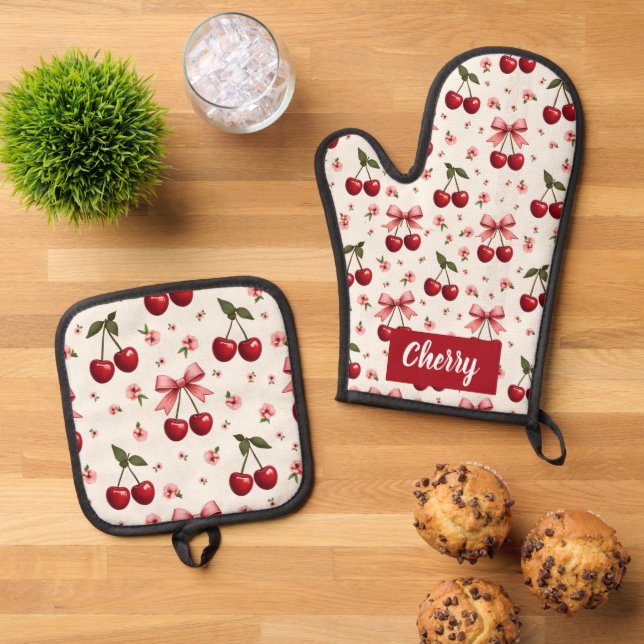 Überall in Druckkernen und Bogen Ofenhandschuh & Topflappen-Set (Oben Unten)