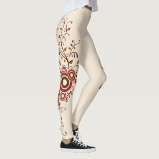 Überall in Print Floral Vine Blume Creme Leggings