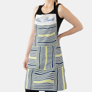 Überall in Print-Schürze gelb blauer Streifen Schürze