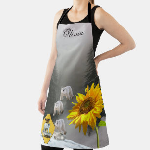 Überall in Print-Schürze Sonnenblumen Blütenpolar Schürze