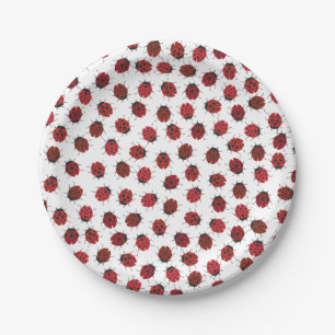 Überall in Red Ladybugs Modern Pappteller