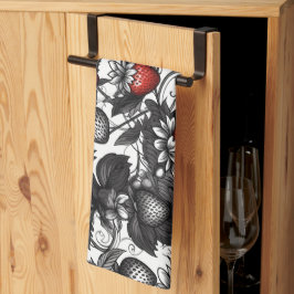 Überall schwarze, weiße und rote Erdbeeren Geschirrtuch