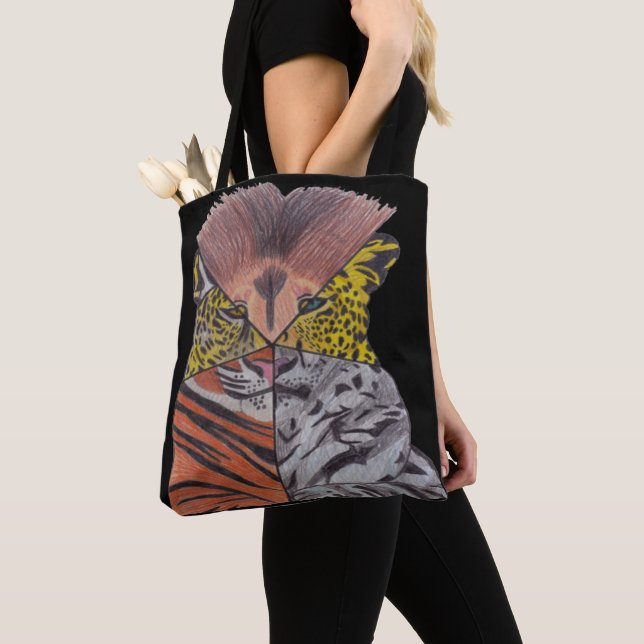 Überall Tasche - Große Katzen (schwarz) (Von Nahem)