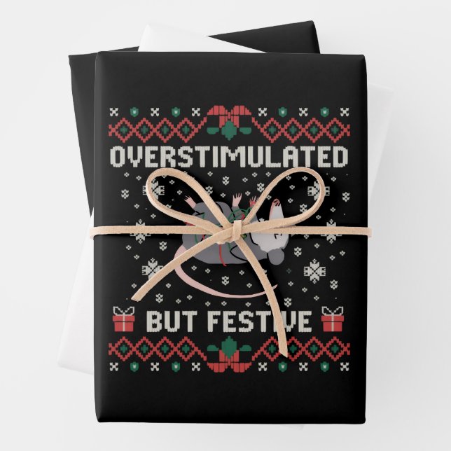 Überanregend, aber festlich Possum Weihnachten Fun Geschenkpapier Set (Beispiel)