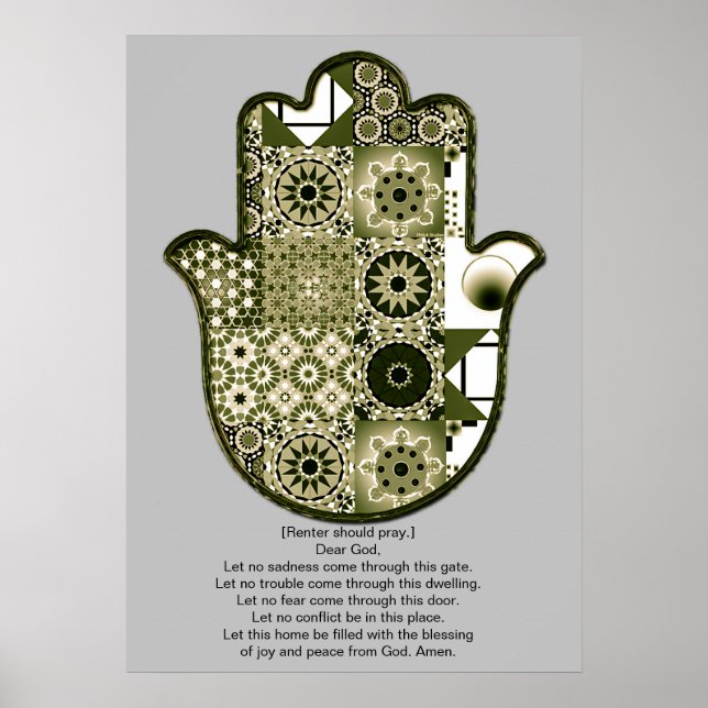 Überarbeiteter Khamsa Handposter Design 2 Mieter Poster (Vorne)