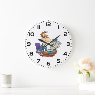 Überarbeiteter Office-Mitarbeiter Funny Tired Mita Große Wanduhr