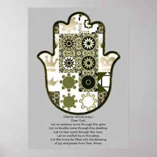 Überarbeitetes Khamsa-Hand-Posterdesign 1 Mieter Poster
