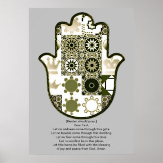 Überarbeitetes Khamsa-Hand-Posterdesign 1 Mieter Poster