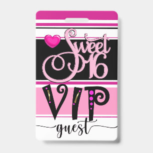 Überarbeitetes Sweet 16 VIP-Gästebadge - Rückseite Ausweis