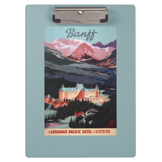 Überblick über das Banff Springs Hotel Plakat Klemmbrett (Vorderseite)