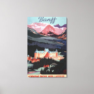 Überblick über das Banff Springs Hotel Plakat Leinwanddruck