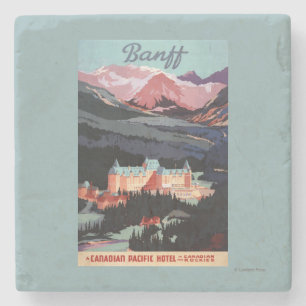 Überblick über das Banff Springs Hotel Plakat Steinuntersetzer