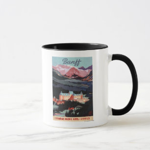 Überblick über das Banff Springs Hotel Plakat Tasse