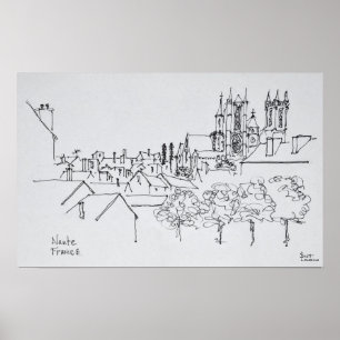 Überblick über die Stadt   Nantes, Frankreich Poster