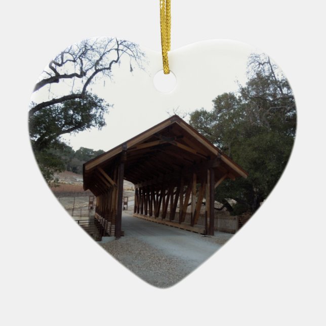 Überdachte Brücke an der Halter-Ranch, Paso Robles Keramikornament (Vorne)