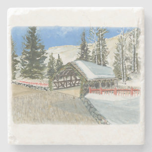 überdachte Brücke bei Vail auf einem Untersetzer