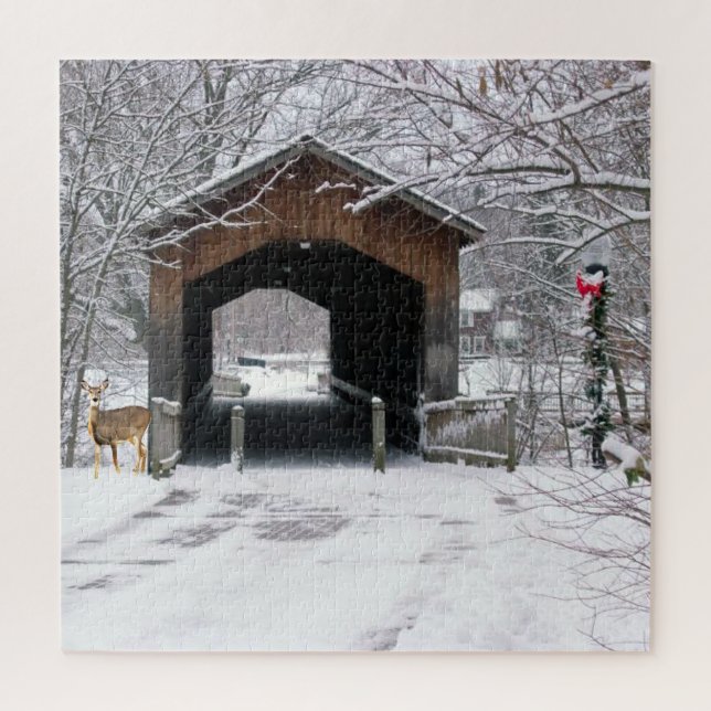 Überdachte Brücke im Winter (Vertikal)