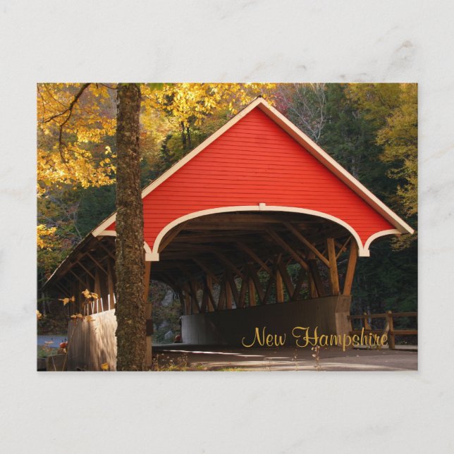 Überdachte Brücke, New Hampshire Postkarte (Vorderseite)