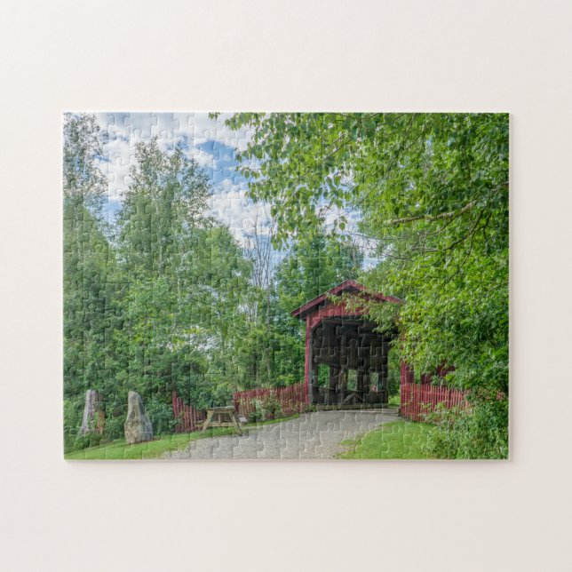Überdachte Brücke Vermont. Jigsaw Puzzle (Horizontal)