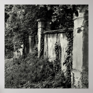 Überdachte Gartenmauer Poster