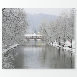 Überdecktes Bridge-Schnee-Foto Geschenkpapier