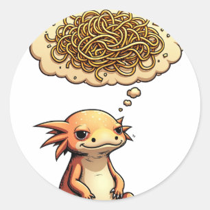 Überdenke Diesen Axolotl-Introvertierten-Spaghetti Runder Aufkleber