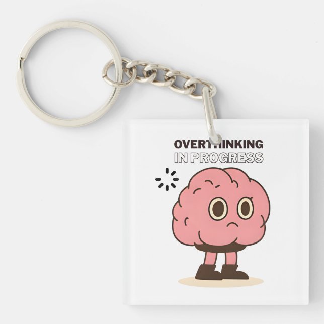 Überdenken im Fortschritt - Funny Brain Doodle Schlüsselanhänger (Vorderseite)