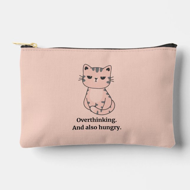 Überdenken und Hungerrosa Katze Zubehörtasche (Vorderseite)