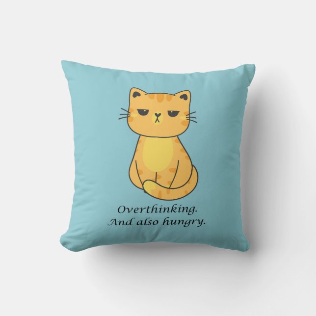 Überdenken und hungrige Orangenkatze Kissen (Vorderseite)