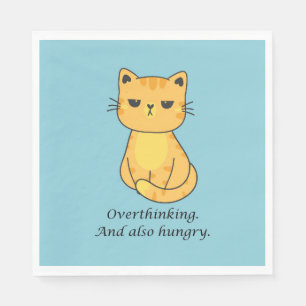 Überdenken und hungrige Orangenkatze Serviette