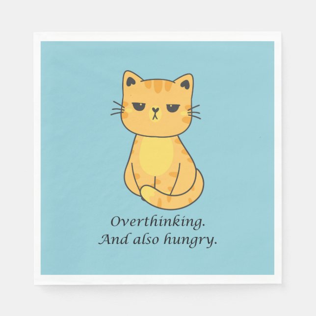 Überdenken und hungrige Orangenkatze Serviette (Vorderseite)