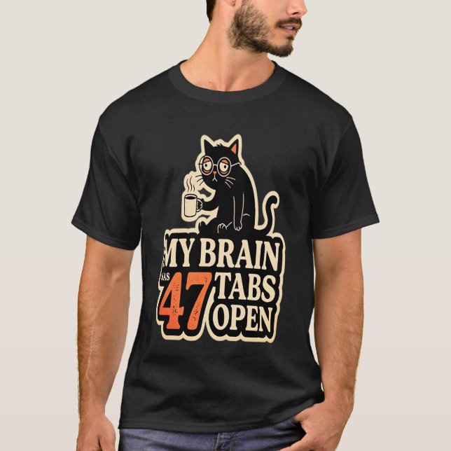 Überdenkende Katze Lustiges Meme T-Shirt (Vorderseite)