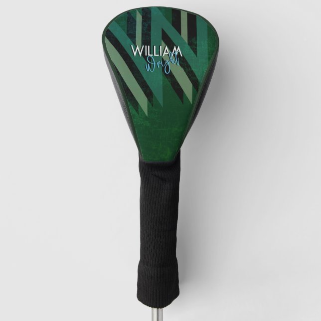 Überdimensioniertes Monogramm Name Modern Grün Golf Headcover (Vorderseite)