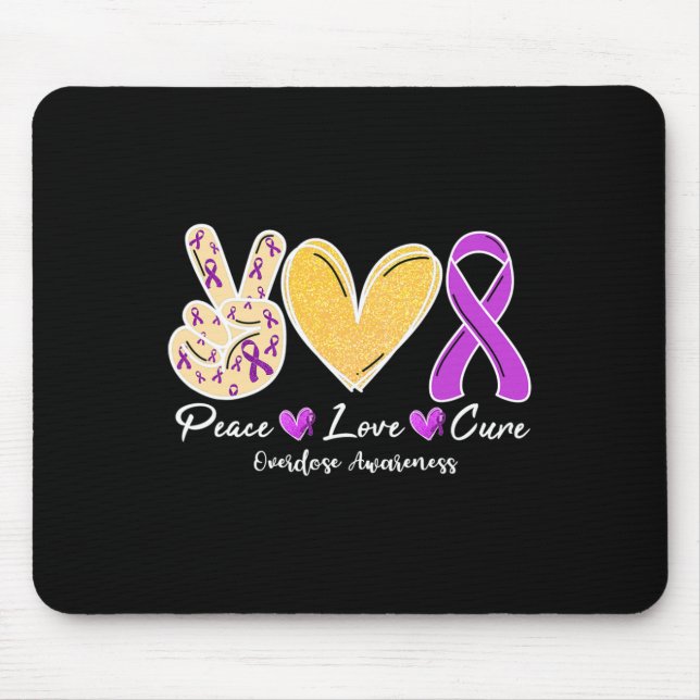 Überdosierung Bewusstsein Frieden Liebe Herz Ribbo Mousepad (Vorne)
